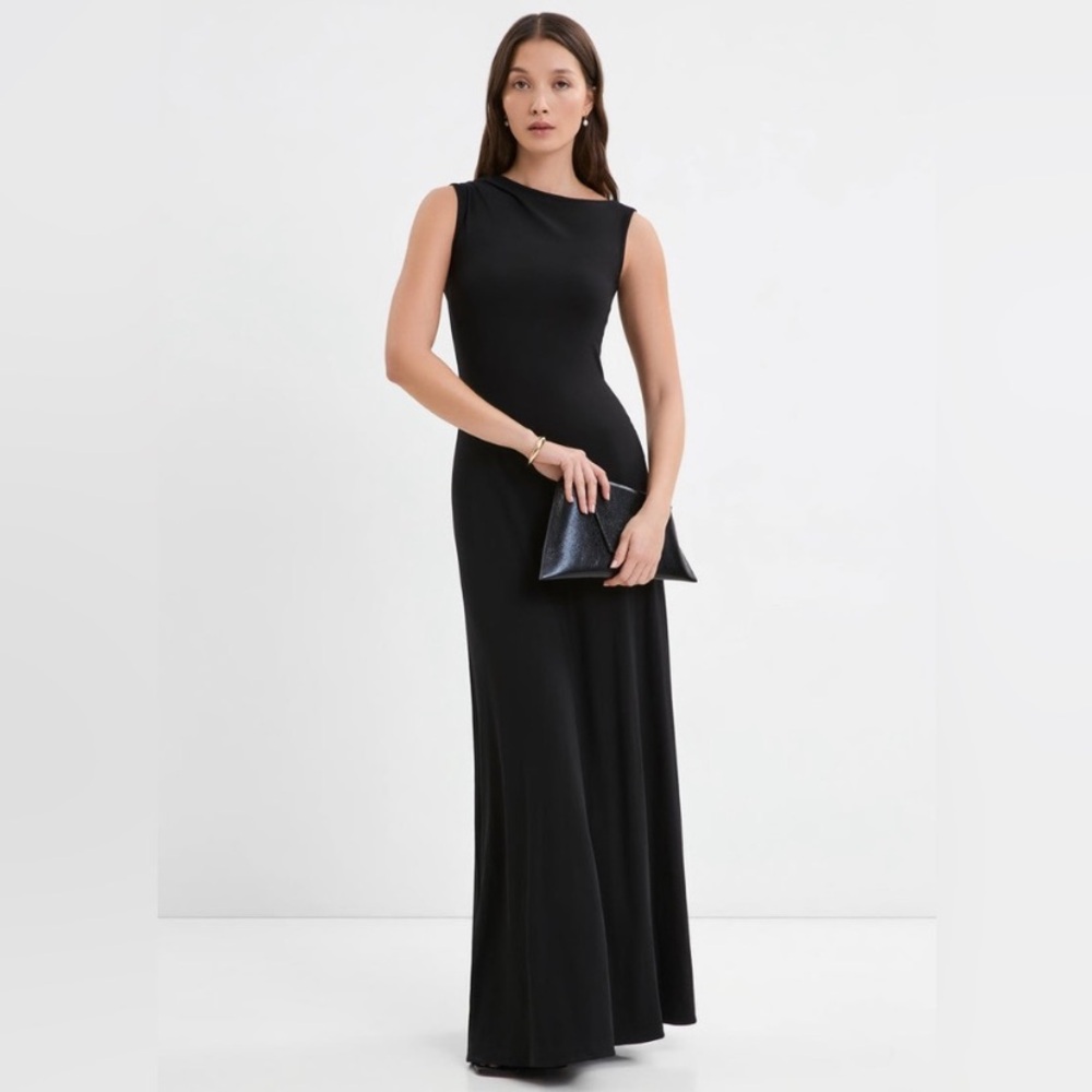 Marcella NYC Laurel Gown Dress Black European Jersey High Stretch Small - Picture 2 of 15